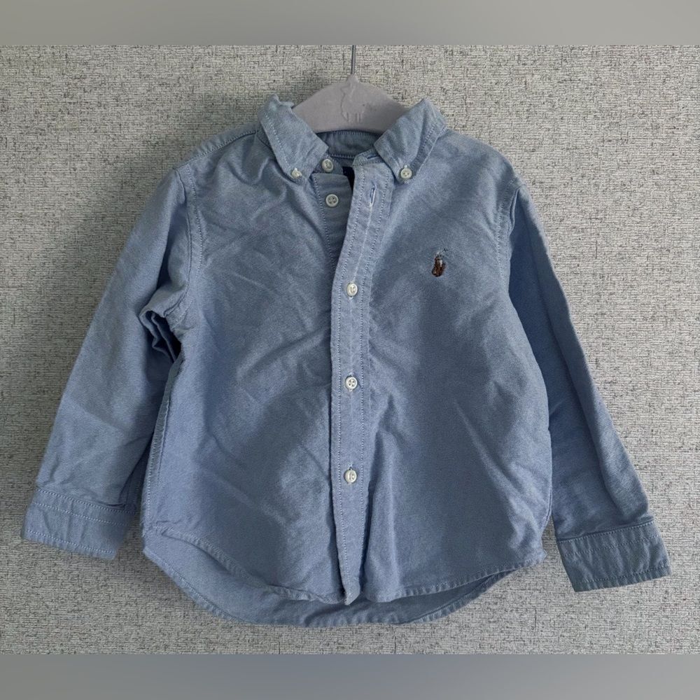 Ralph Lauren toddler button down blue shirt with pony logo 24 months